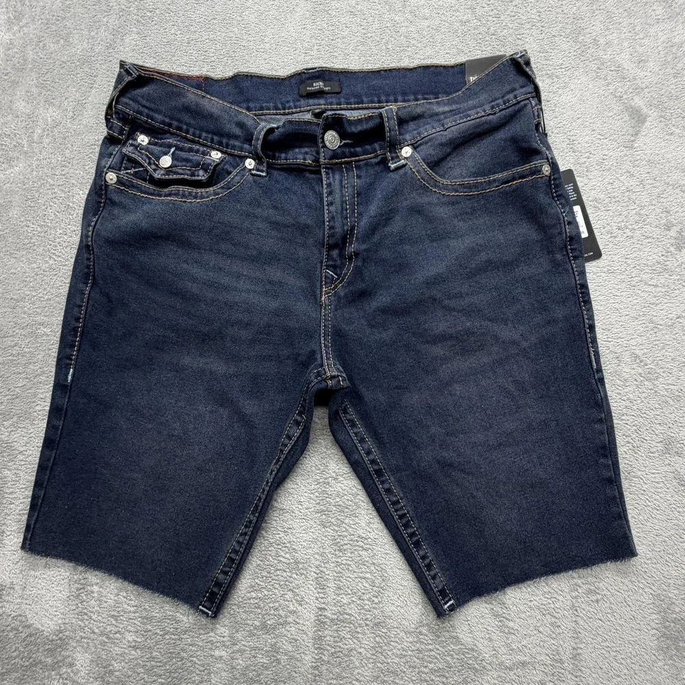 True Religion Shorts Mens Measured 38x11 Blue Denim‎ Bermuda Ricky Relazed